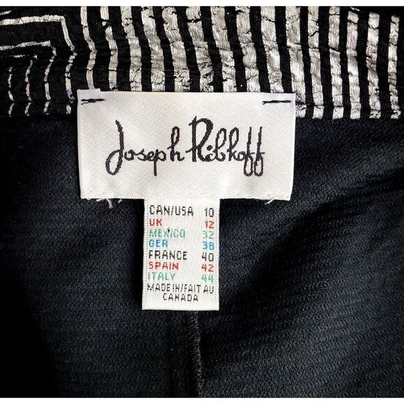 Joseph Ribkoff Chevron Print Black & Silver Tiered High Collar Peplum Jacket - Picture 14 of 14